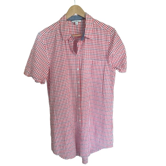 LL Bean Women’s Red Checkered Shirt Dress Beach, Cover-up Size L - Picture 1 of 9